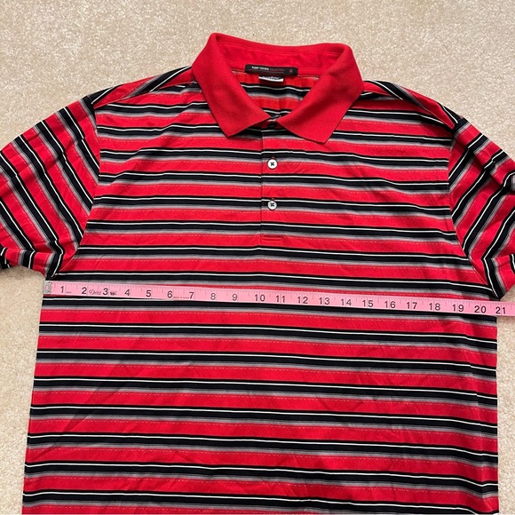 Tiger Woods Collection Polo Shirt Mens Medium Red Black Stripes Nike Golf DriFit - Picture 7 of 10